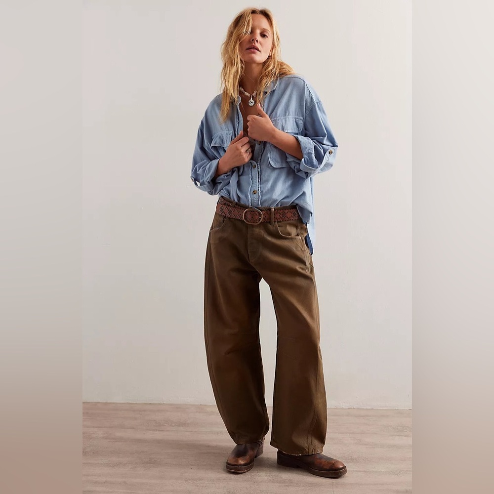 We The Free Good Luck Coated Barrel Jeans